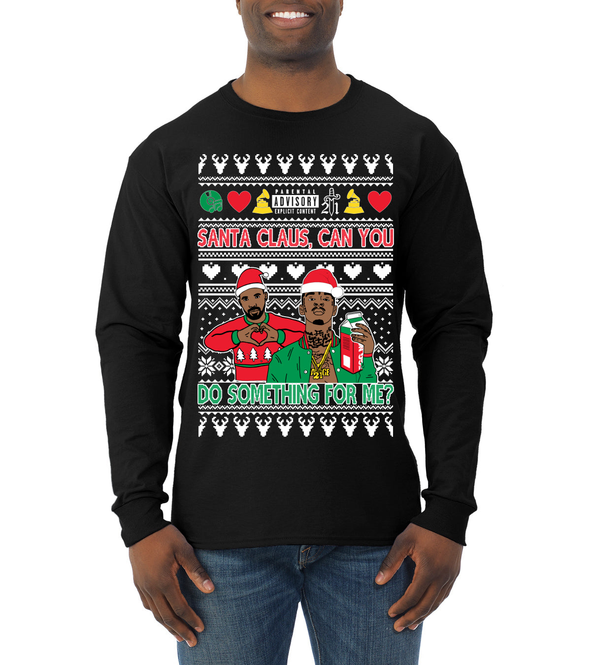Santa Claus, Can You Do Something For Me? Ugly Christmas Sweater Mens Long Sleeve Shirt