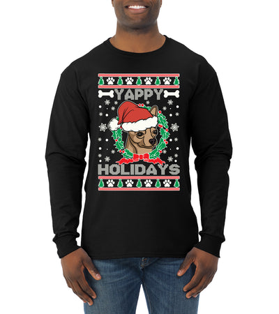 Yappy Holidays Christmas Mens Long Sleeve Shirt