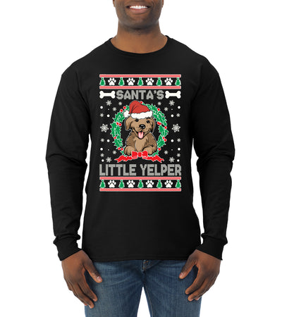 Santa's Little Yelper Christmas Mens Long Sleeve Shirt
