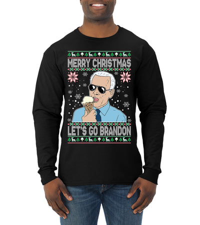 Merry Christmas Let's Go Brandon Christmas Mens Long Sleeve Shirt