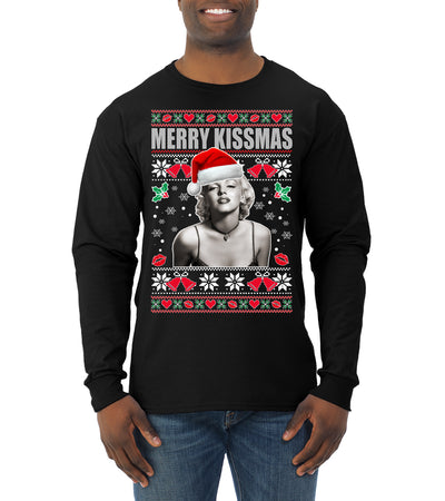 Merry Kissmas  Christmas Mens Long Sleeve Shirt