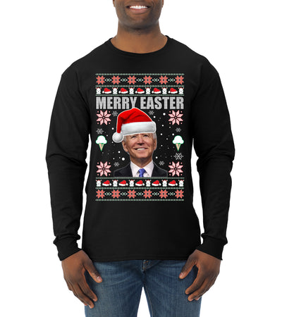 Merry Easter Christmas Mens Long Sleeve Shirt