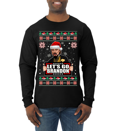 Let's Go Brandon Leo Laughing Meme Ugly Christmas Sweater Mens Long Sleeve Shirt