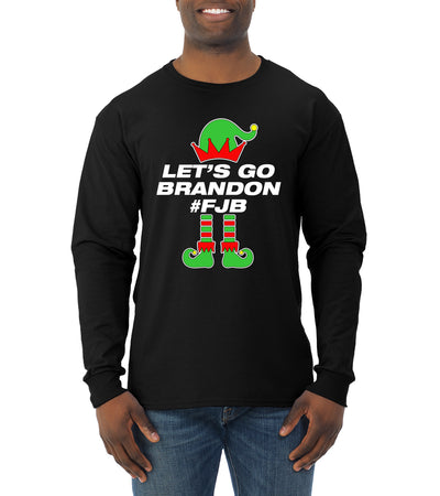Let's Go Brandon Elf Christmas Mens Long Sleeve Shirt
