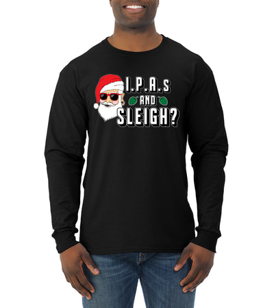 Hipster Santa IPAs and Sleigh? Christmas Mens Long Sleeve Shirt