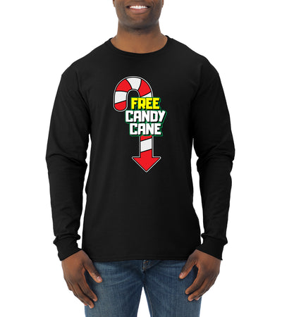Free Candy Cane  Christmas Mens Long Sleeve Shirt