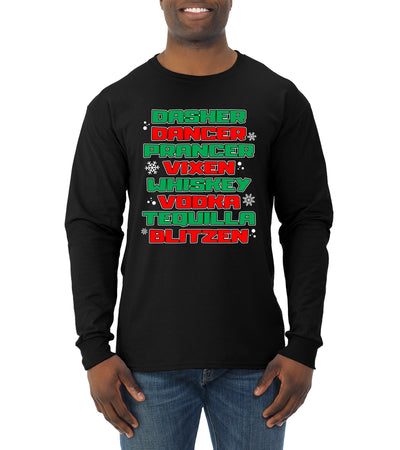 Drunken Reindeer Christmas Mens Long Sleeve Shirt