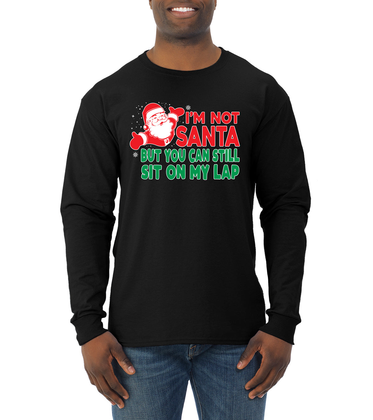 I'm Not Santa But You Can Still Sit On My Lap Christmas Mens Long Sleeve Shirt