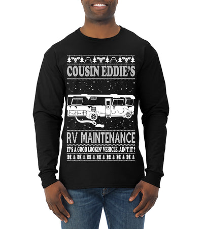 Family Vacation Cousin Eddie's RV Maintenance Ugly Christmas Sweater Mens Long Sleeve Shirt