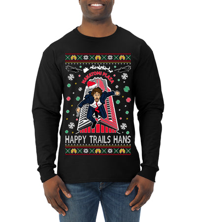 Nakatomi Plaza Happy Trails Hanz Ugly Christmas Sweater Mens Long Sleeve Shirt