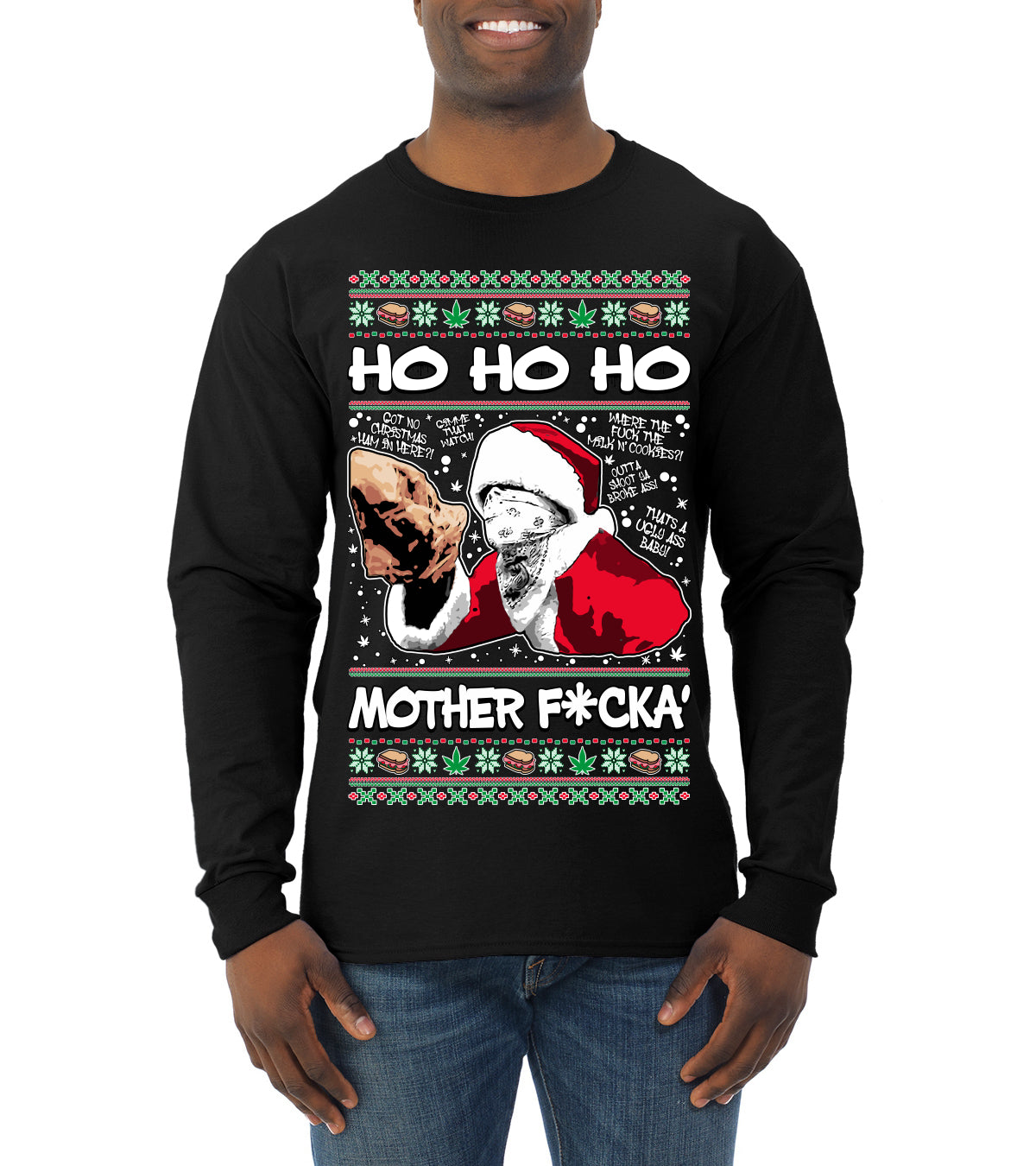 Friday Hood Santa  Ugly Christmas Sweater Mens Long Sleeve Shirt