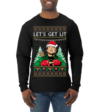 Let's Get Lit Clark Vacation Ugly Christmas Sweater Mens Long Sleeve Shirt