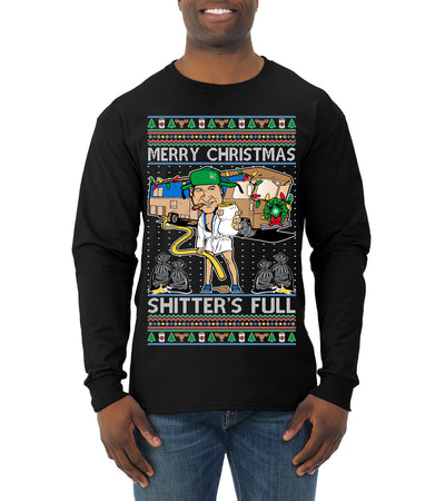 Merry Christmas Shitter's Full Ugly Christmas Sweater Mens Long Sleeve Shirt