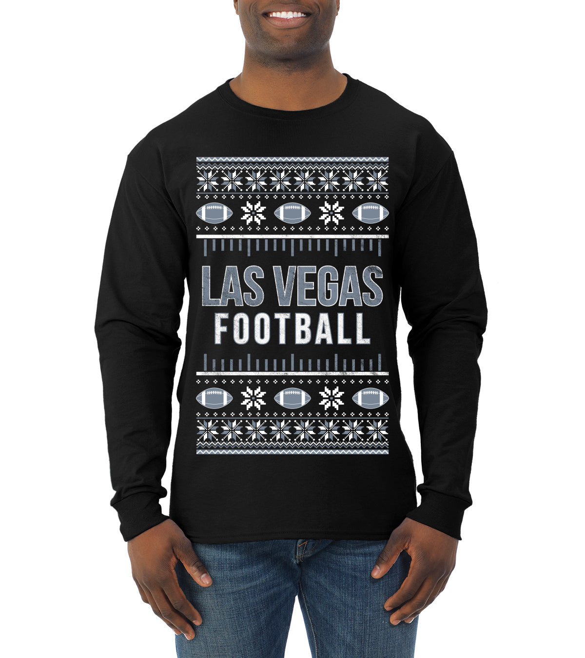 City of Las Vegas LV American Football Fantasy Fan Ugly Christmas Sweater Unisex Crewneck Sweatshirt