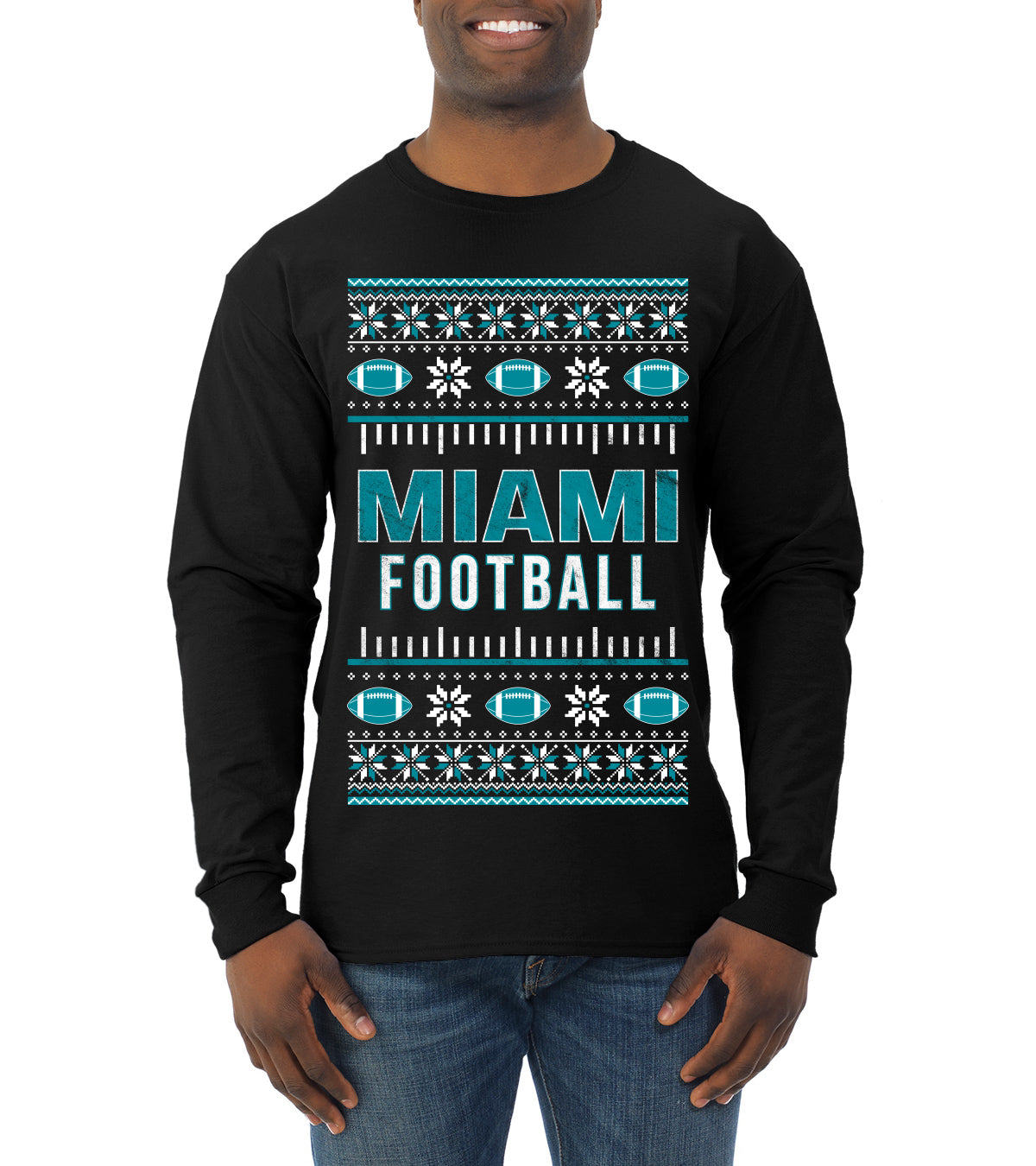 City of Miami MIA American Football Fantasy Fan Ugly Christmas Sweater Unisex Crewneck Sweatshirt