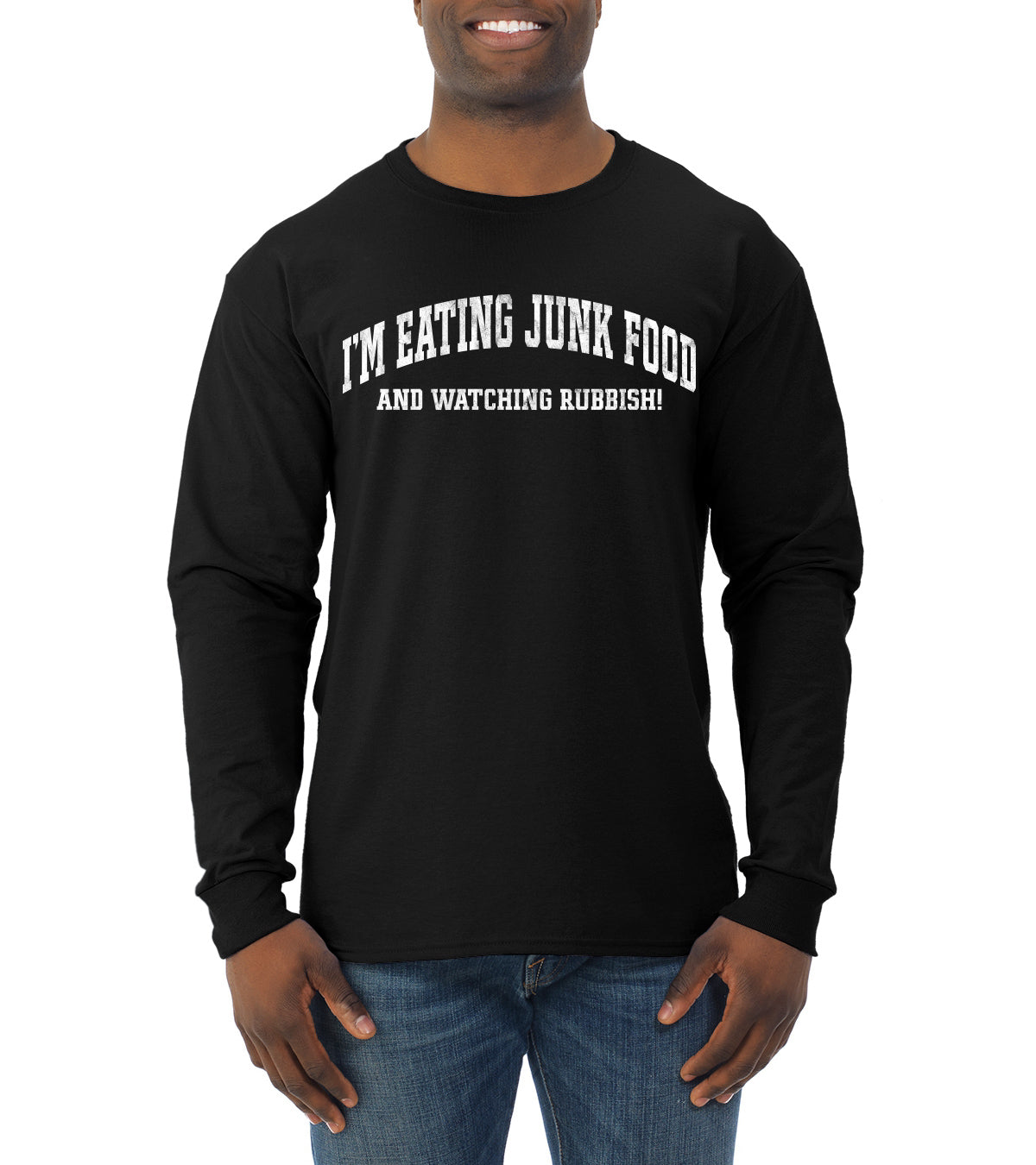 Vintage Movie Quote Eating Junk Food And Watching Rubbish Christmas Mens Long Sleeve Shirt