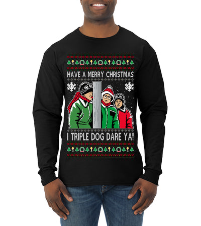 I Triple Dog Dare Ya Merry Story Ugly Christmas Sweater Mens Long Sleeve Shirt
