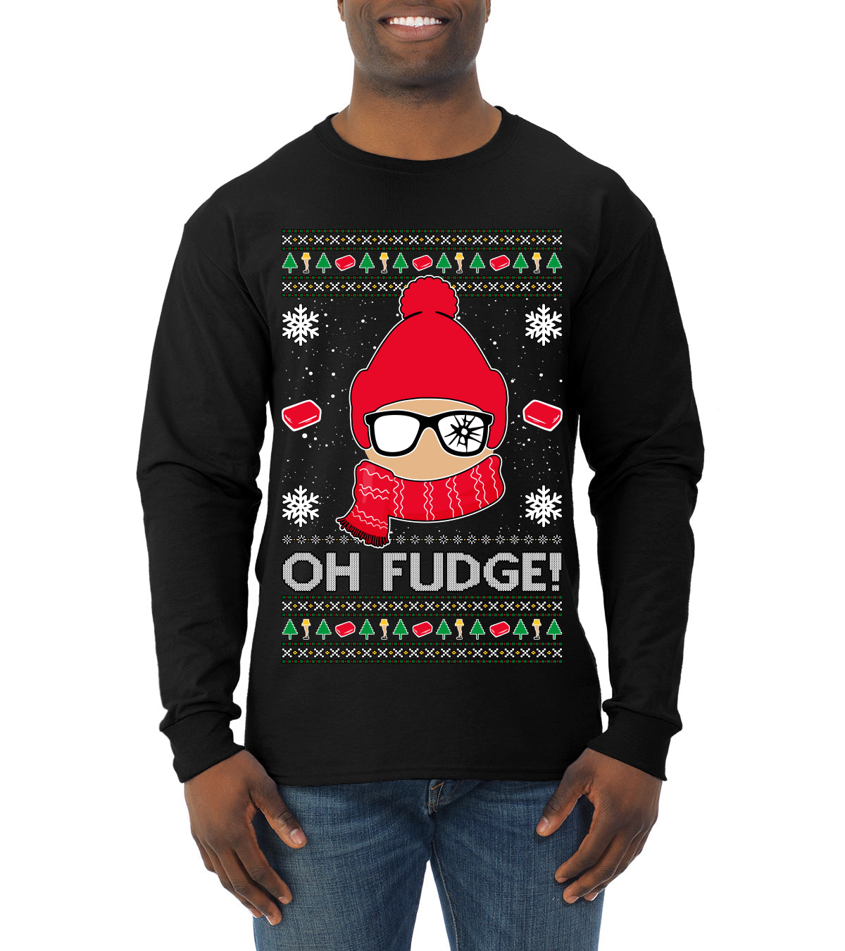 Oh Fudge Funny Story Ugly Christmas Sweater Mens Long Sleeve Shirt