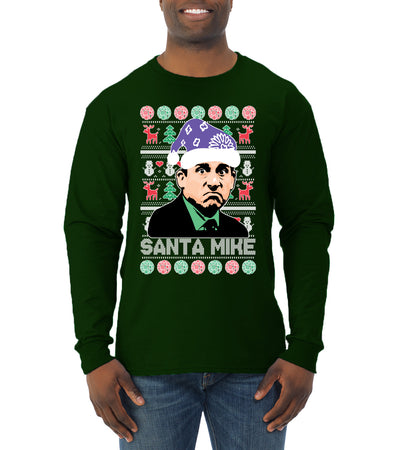 Santa Mike Michael Scott The Office Ugly Christmas Sweater Mens Long Sleeve Shirt