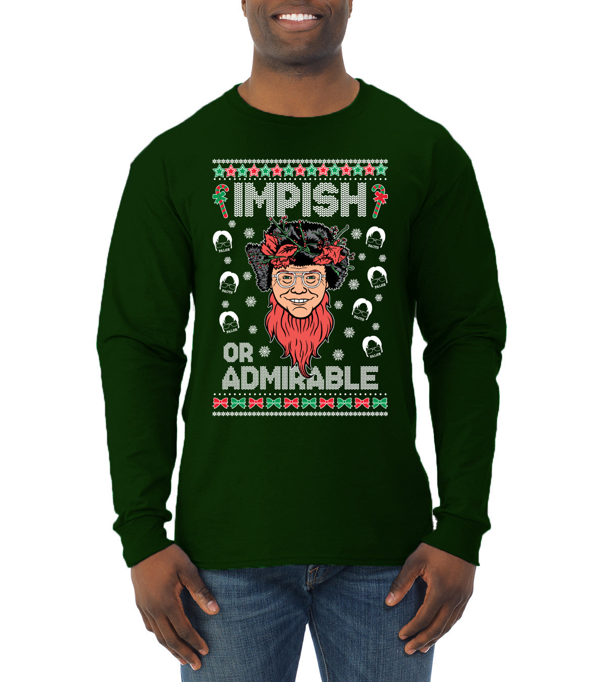 Impish or Admirable Dwight Schrute Ugly Christmas Sweater Mens Long Sleeve Shirt