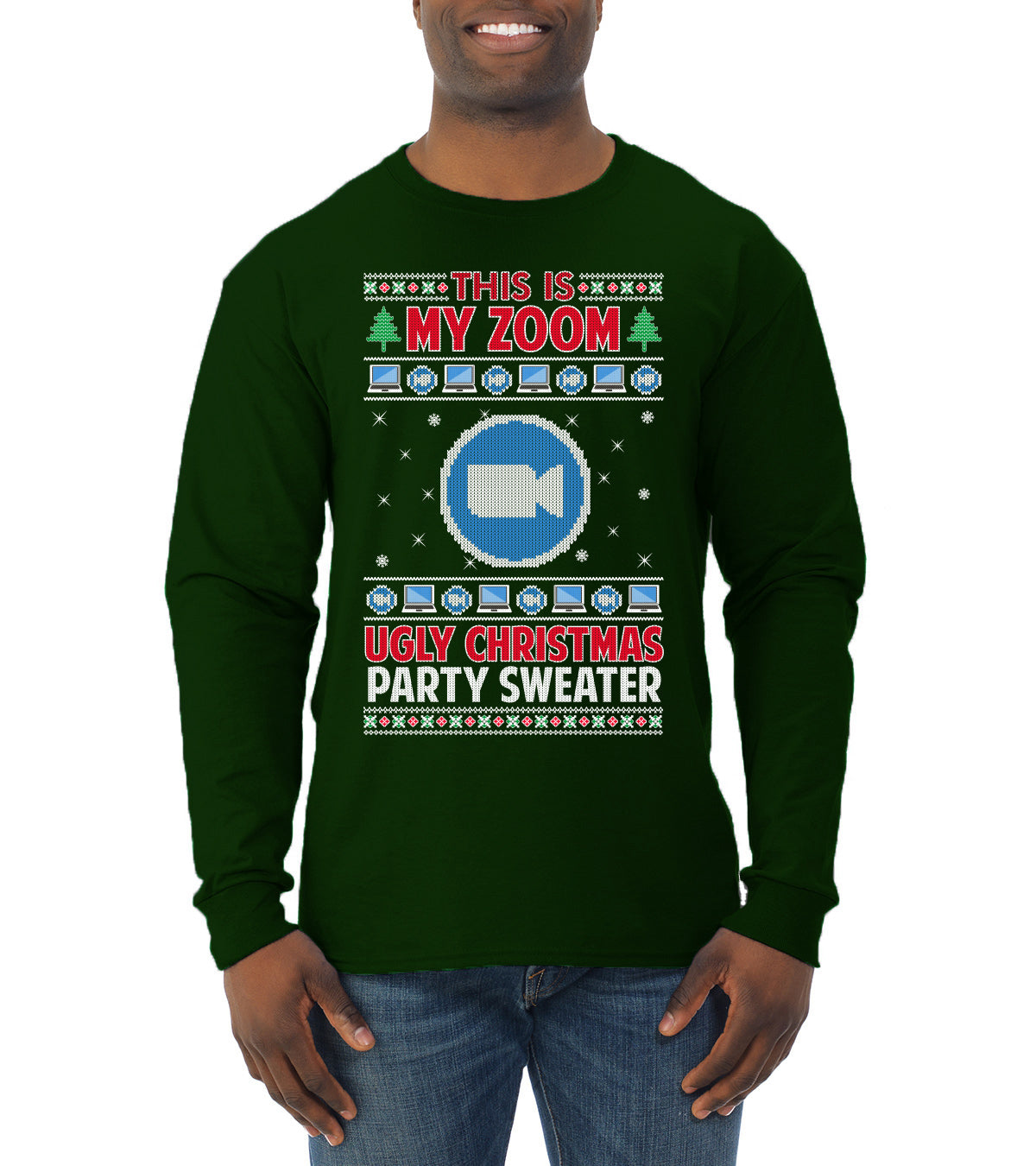 This Is My Zoom Ugly Christmas Party Sweater Ugly Christmas Sweater Mens Long Sleeve Shirt