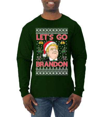 Trump Let’s Go Brandon Ugly Christmas Sweater Mens Long Sleeve Shirt