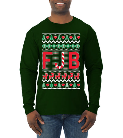 FJB Candy Cane  Ugly Christmas Sweater Mens Long Sleeve Shirt