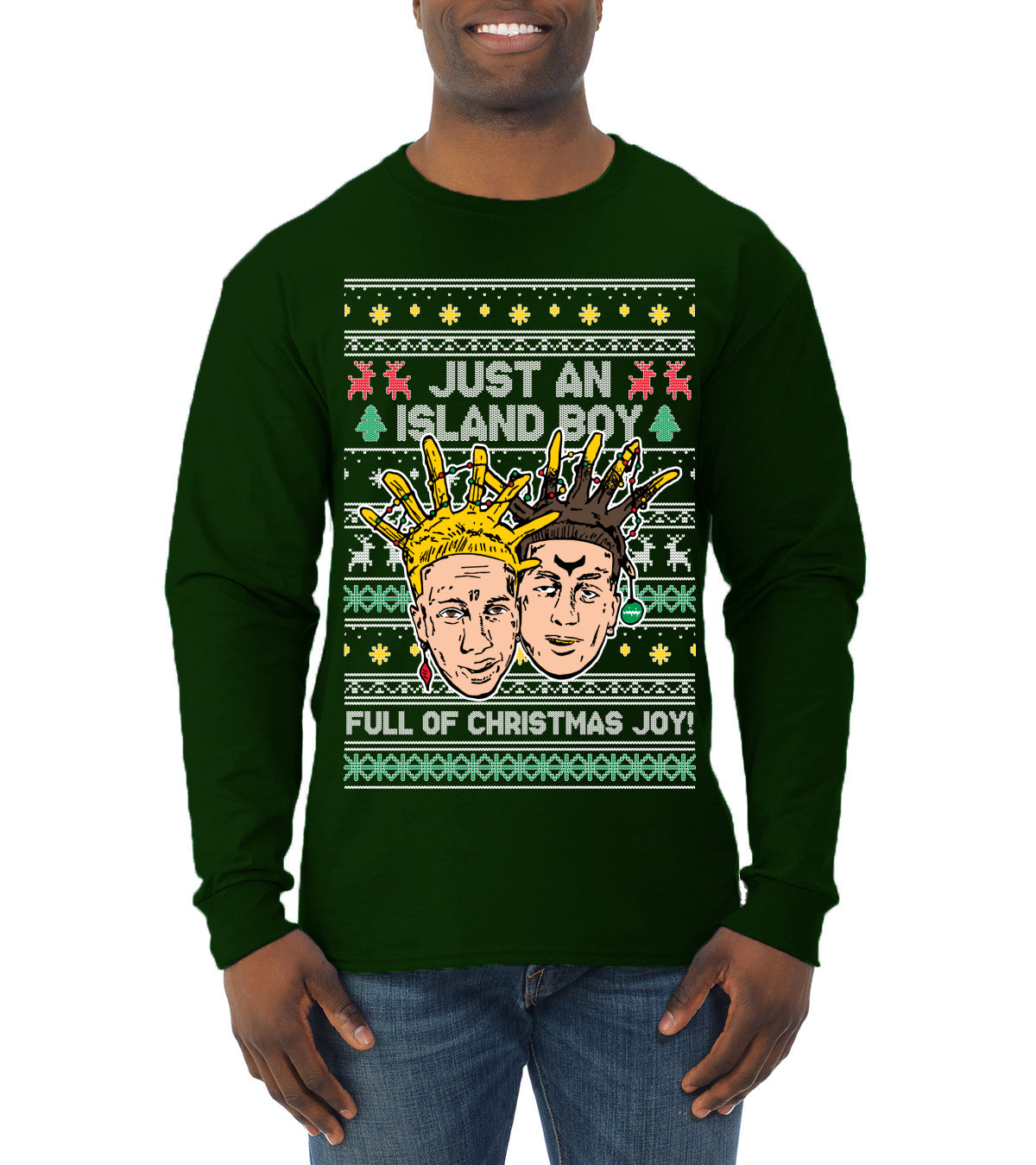 Just An Island Boy Full Of Christmas Joy! Ugly Christmas Sweater Mens Long Sleeve Shirt