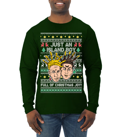 Just An Island Boy Full Of Christmas Joy! Ugly Christmas Sweater Mens Long Sleeve Shirt