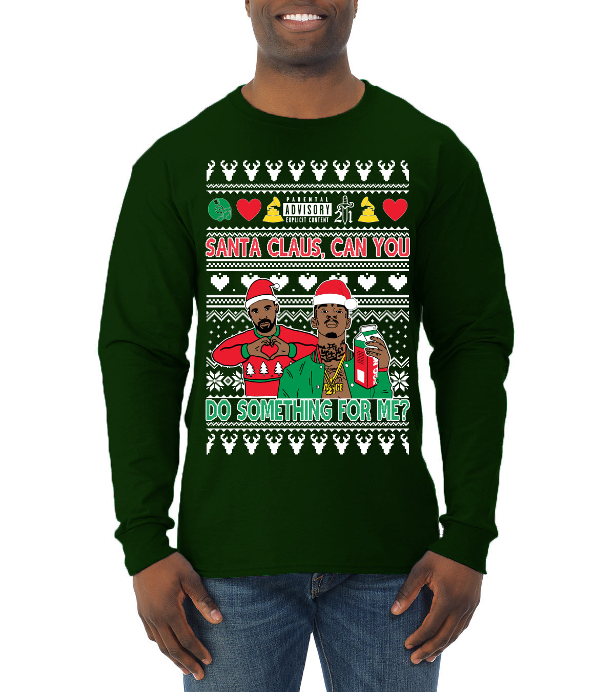 Santa Claus, Can You Do Something For Me? Ugly Christmas Sweater Mens Long Sleeve Shirt