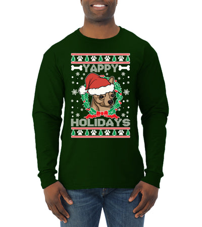 Yappy Holidays Christmas Mens Long Sleeve Shirt