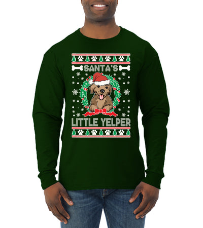 Santa's Little Yelper Christmas Mens Long Sleeve Shirt