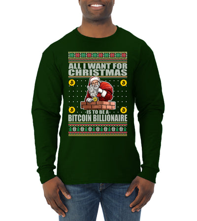 Bitcoin Billionaire For Christmas Christmas Mens Long Sleeve Shirt