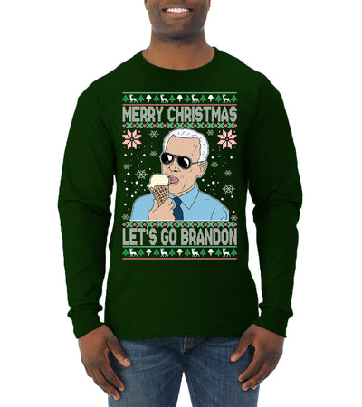 Merry Christmas Let's Go Brandon Christmas Mens Long Sleeve Shirt