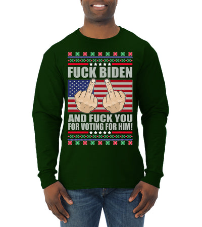 Fuck Biden and Fuck You For Voting For Him Christmas Mens Long Sleeve Shirt