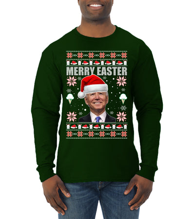 Merry Easter Christmas Mens Long Sleeve Shirt