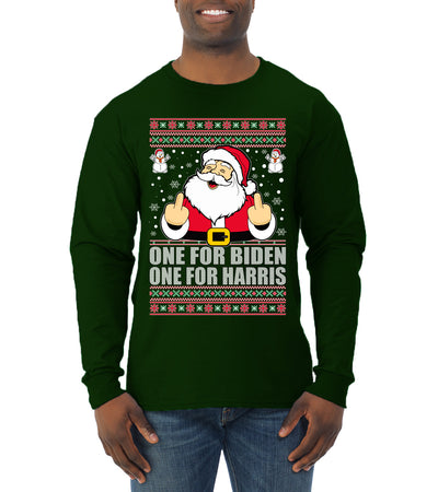 One For Biden One For Harris Santa Ugly Christmas Sweater Mens Long Sleeve Shirt