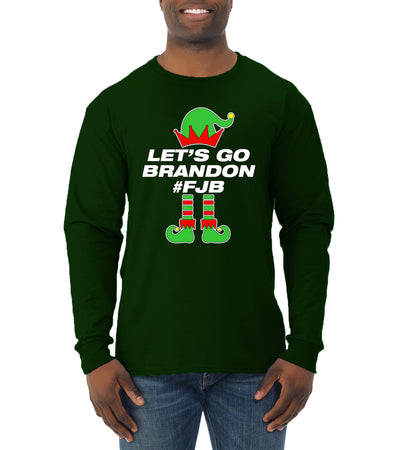 Let's Go Brandon Elf Christmas Mens Long Sleeve Shirt