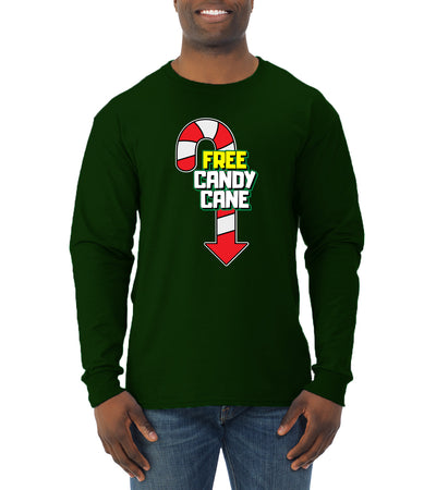 Free Candy Cane  Christmas Mens Long Sleeve Shirt