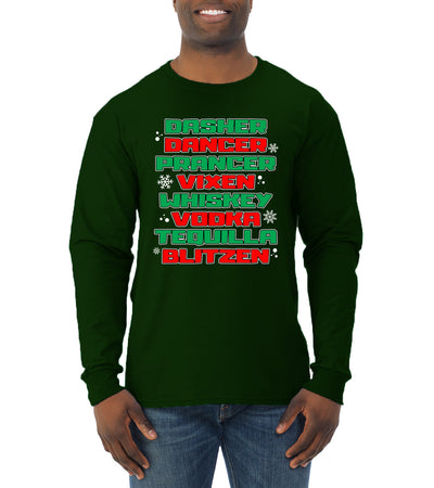 Drunken Reindeer Christmas Mens Long Sleeve Shirt
