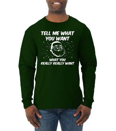 Santa Tell Me What You Want  Christmas Mens Long Sleeve Shirt