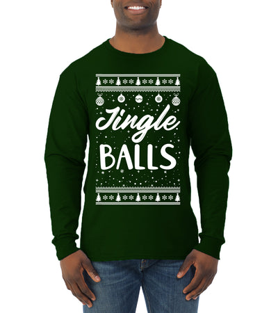 Jingle Balls Individual Couples Ugly Christmas Sweater Mens Long Sleeve Shirt