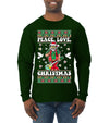 Hippie Santa Playing Guitar Peace Love Ugly Christmas Sweater Mens Long Sleeve Shirt