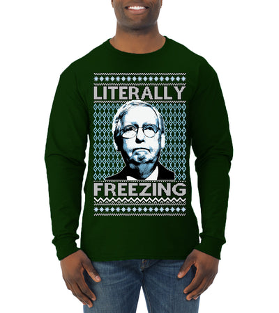 Literally Freezing McConnell Senator  Ugly Christmas Sweater Mens Long Sleeve Shirt