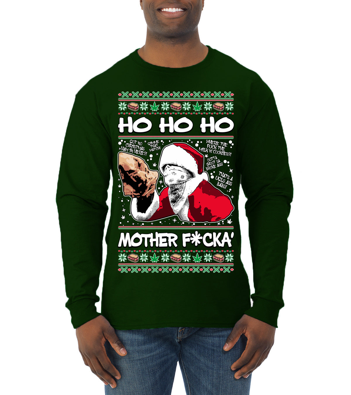 Friday Hood Santa  Ugly Christmas Sweater Mens Long Sleeve Shirt