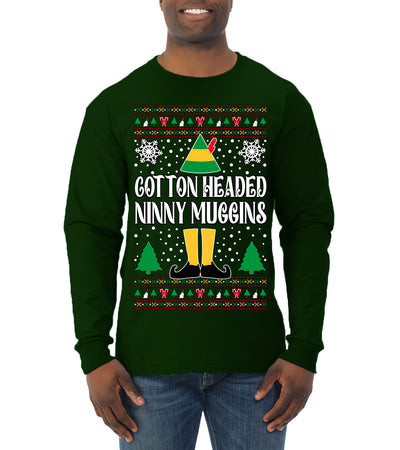 Cotton Headed Muggins Christmas Movie Quote  Ugly Christmas Sweater Mens Long Sleeve Shirt