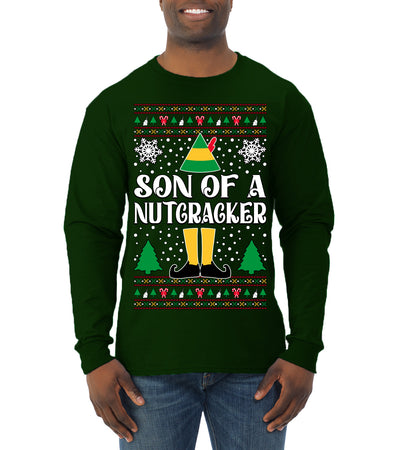 Son Of A Nutcracker Christmas Movie Quote  Ugly Christmas Sweater Mens Long Sleeve Shirt