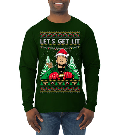 Let's Get Lit Clark Vacation Ugly Christmas Sweater Mens Long Sleeve Shirt