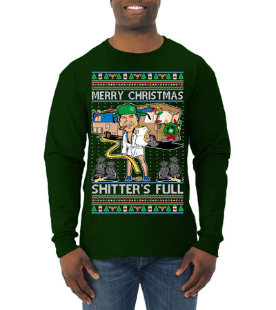 Merry Christmas Shitter's Full Ugly Christmas Sweater Mens Long Sleeve Shirt