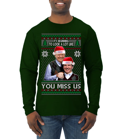 Beginning To Look Like You Miss Us Trump Carlson 24 Ugly Christmas Sweater Mens Long Sleeve Shirt